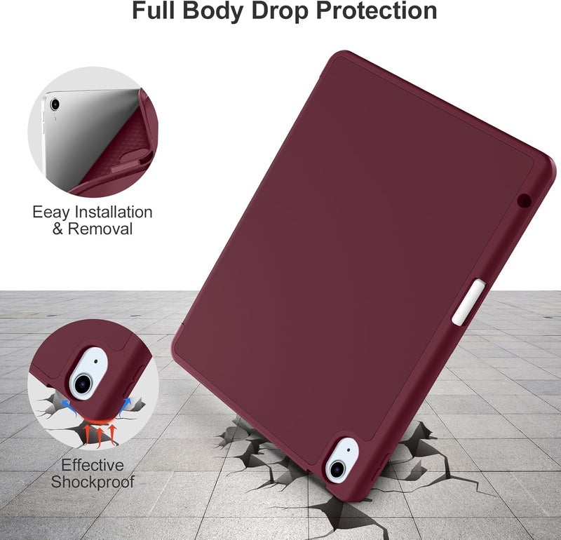 Akkerds Compatible with iPad Air 11 Inch Case 7th/6th Generation (M3/M2) 2025/2024, for iPad Air 5th/4th Generation Case 10.9 Inch 2022/2020 with Pencil Holder[Auto Sleep/Wake], WineRed - Image 4