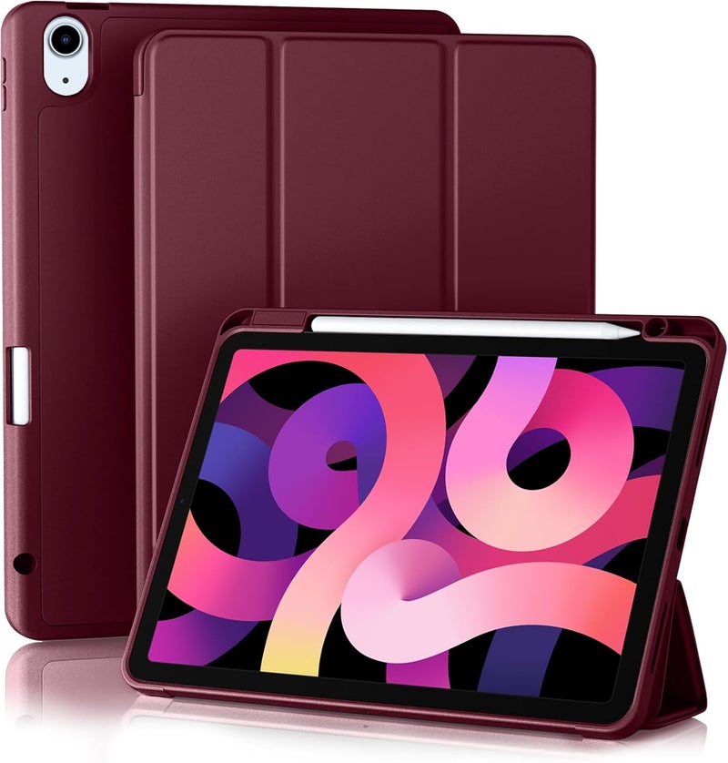 Akkerds Compatible with iPad Air 11 Inch Case 7th/6th Generation (M3/M2) 2025/2024, for iPad Air 5th/4th Generation Case 10.9 Inch 2022/2020 with Pencil Holder[Auto Sleep/Wake], WineRed - Image 1