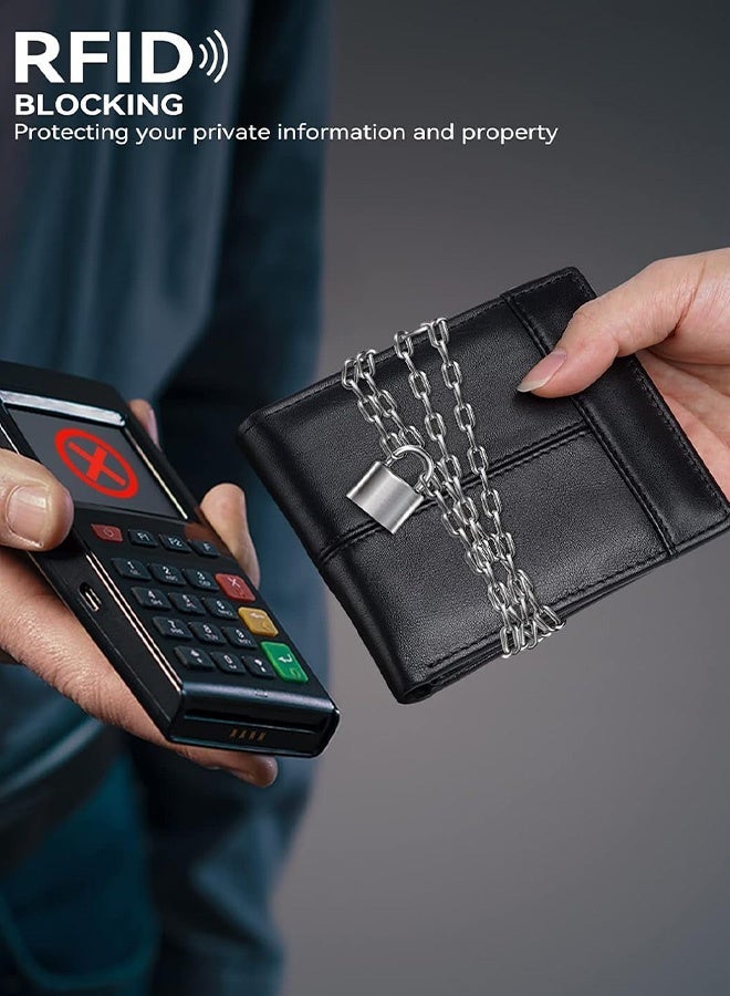 فيميلو محفظة رجالية RFID جلد طبيعي محافظ ذات شقين للرجال ، نافذة الهوية 16 بطاقة ريترو حقيبة نقود كلاسيكية - Image 2