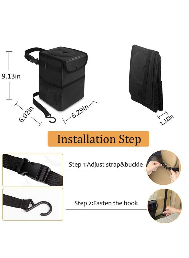 Foldable Car Trash Can with Lid – Hanging Waterproof Car Organizer & Storage Bin, Multifunctional In-Car Garbage Bag - Image 3