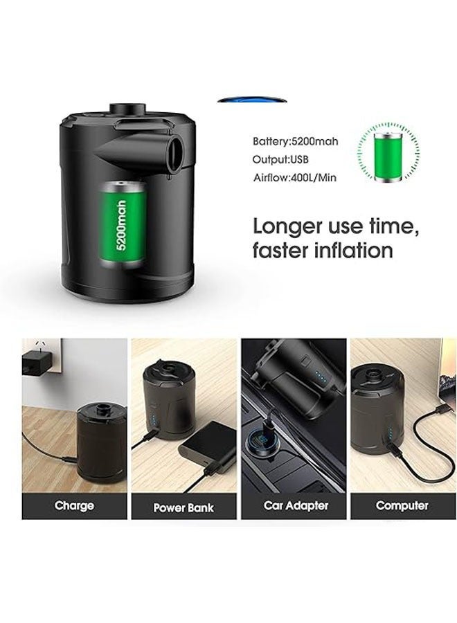 general Electric air pump, 5200mah portable air pump, with fast inflation/deflation function, rechargeable electric pump with 3 nozzles, used in children's splash pools, swimming pools, hovercraft, inflatable boats - Image 3