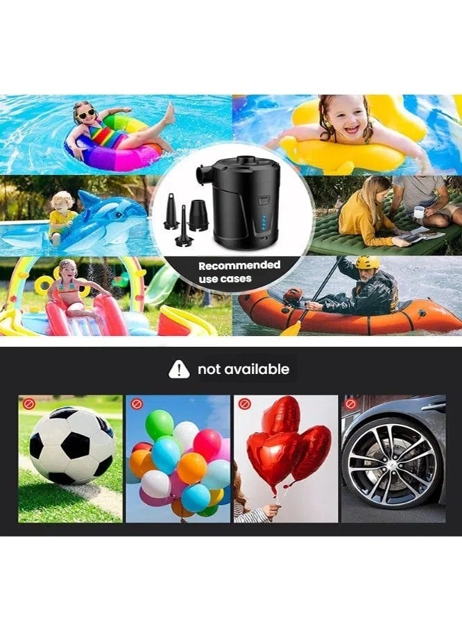 general Electric air pump, 5200mah portable air pump, with fast inflation/deflation function, rechargeable electric pump with 3 nozzles, used in children's splash pools, swimming pools, hovercraft, inflatable boats - Image 5
