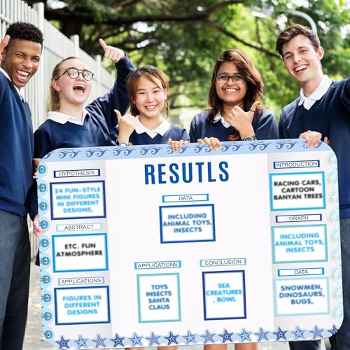 Sinload 92 Pcs Science Fair Board Supplies 60 Trim Scalloped Poster Boards 18 Presentation Subtitles 6 Project Titles 8 Letter Sticker for Classroom Display Boards (Blue,Ocean) - Image 5