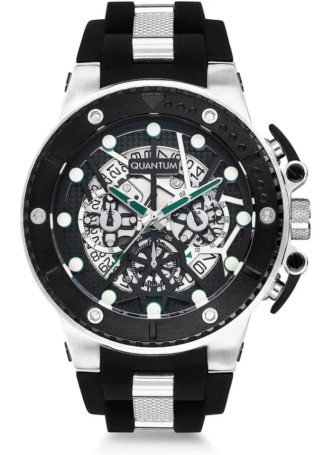 Quantum QUANTUM Men's Watch, Chronograph Display and Silicone Strap - HNG535.351, Black