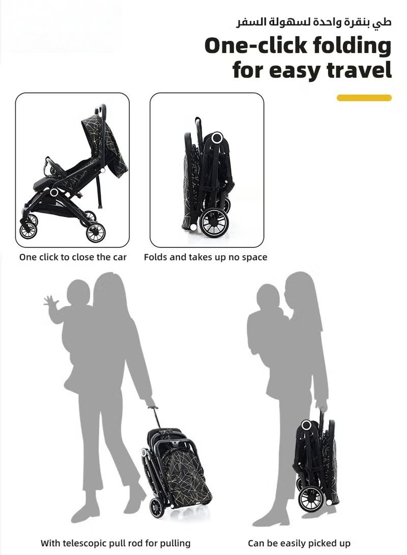 HOOKOR Lightweight Baby Stroller, One-Hand Folding Babies Strollers, Shock Absorption Travel Cabin for Newborn Infant Kids Aged 0 to 4, with Sunshade, Cooling Mat, Mosquito Net, 175-Degree Adjustable Seat - Image 4