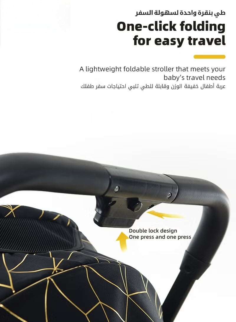 HOOKOR Lightweight Baby Stroller, One-Hand Folding Babies Strollers, Shock Absorption Travel Cabin for Newborn Infant Kids Aged 0 to 4, with Sunshade, Cooling Mat, Mosquito Net, 175-Degree Adjustable Seat - Image 3