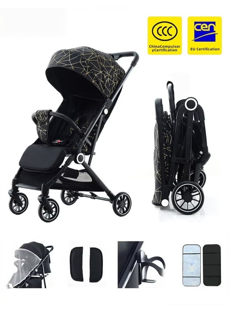 HOOKOR Lightweight Baby Stroller, One-Hand Folding Babies Strollers, Shock Absorption Travel Cabin for Newborn Infant Kids Aged 0 to 4, with Sunshade, Cooling Mat, Mosquito Net, 175-Degree Adjustable Seat - Image 1
