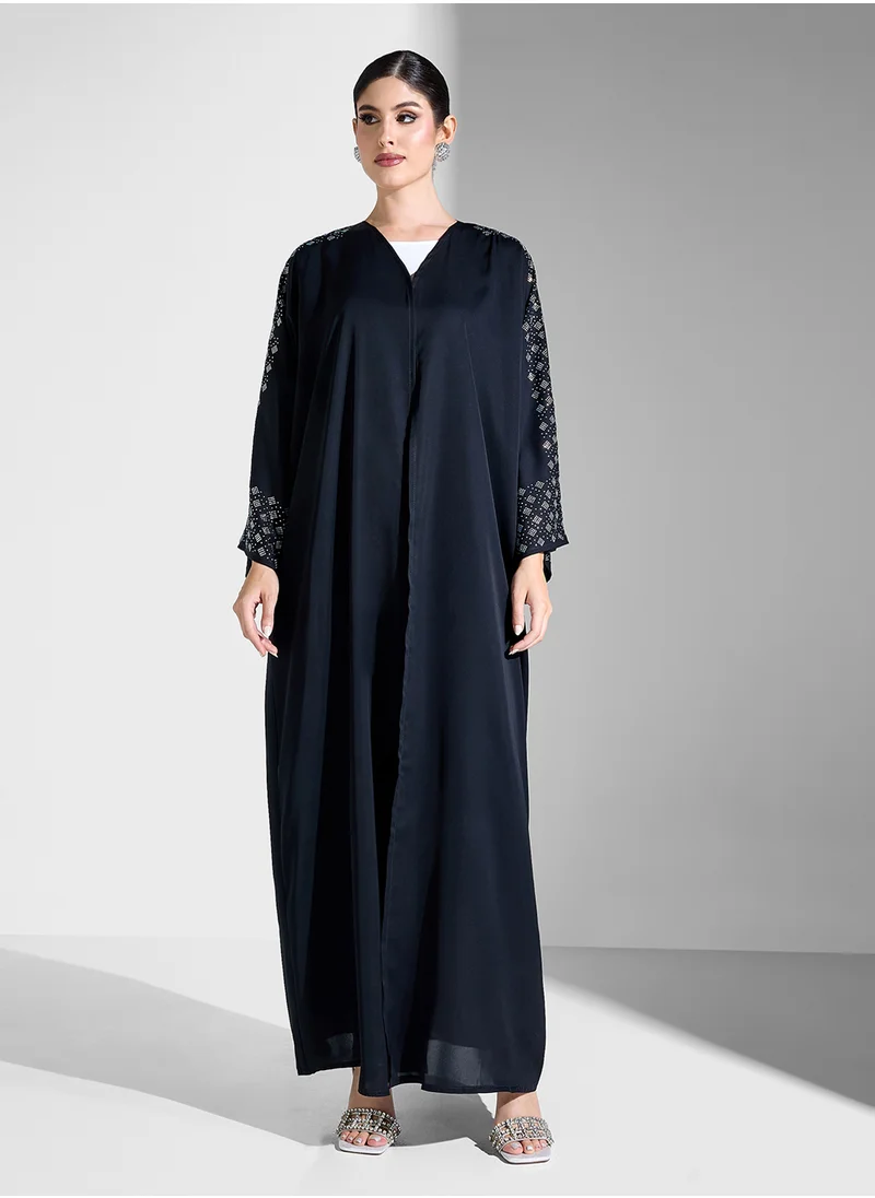 Khizana Abaya With Embellished Sleeves & Sheila