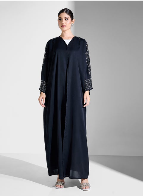Abaya With Embellished Sleeves & Sheila
