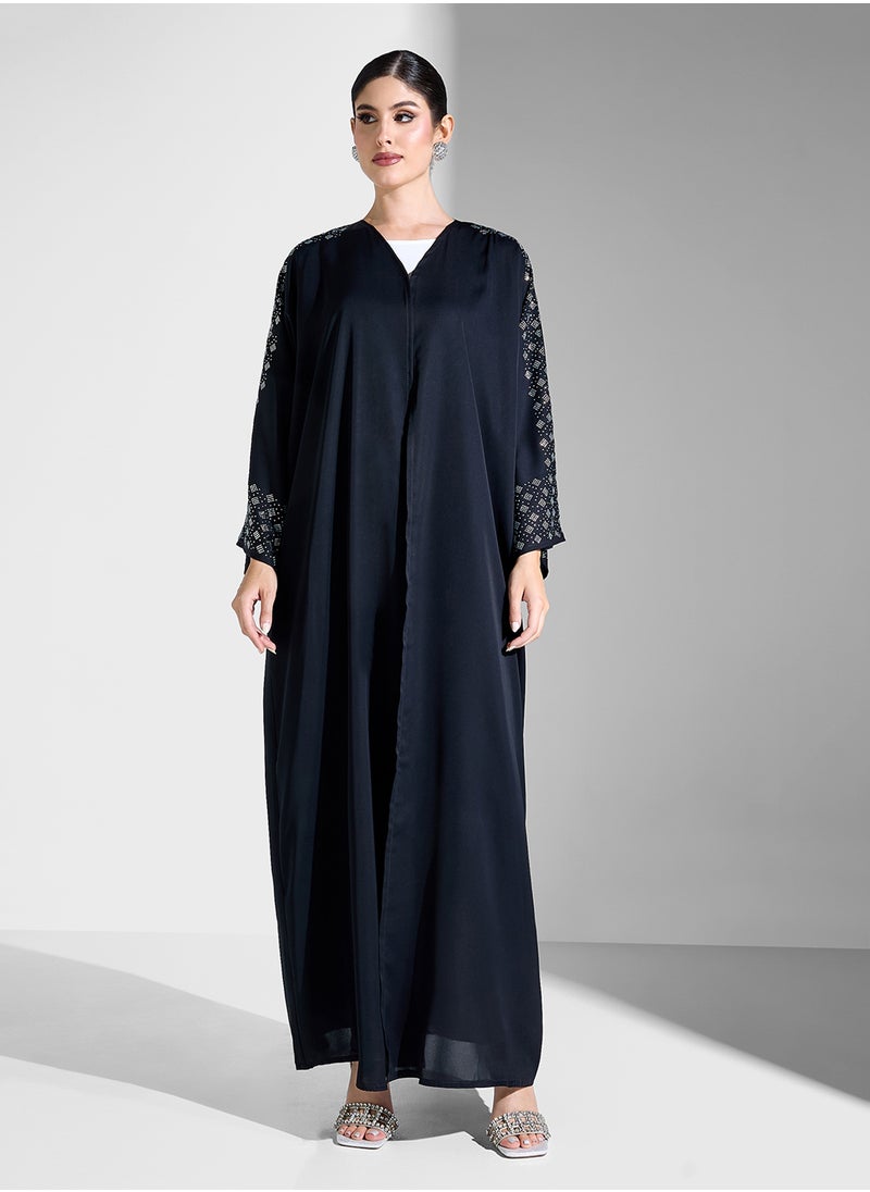 Abaya With Embellished Sleeves & Sheila