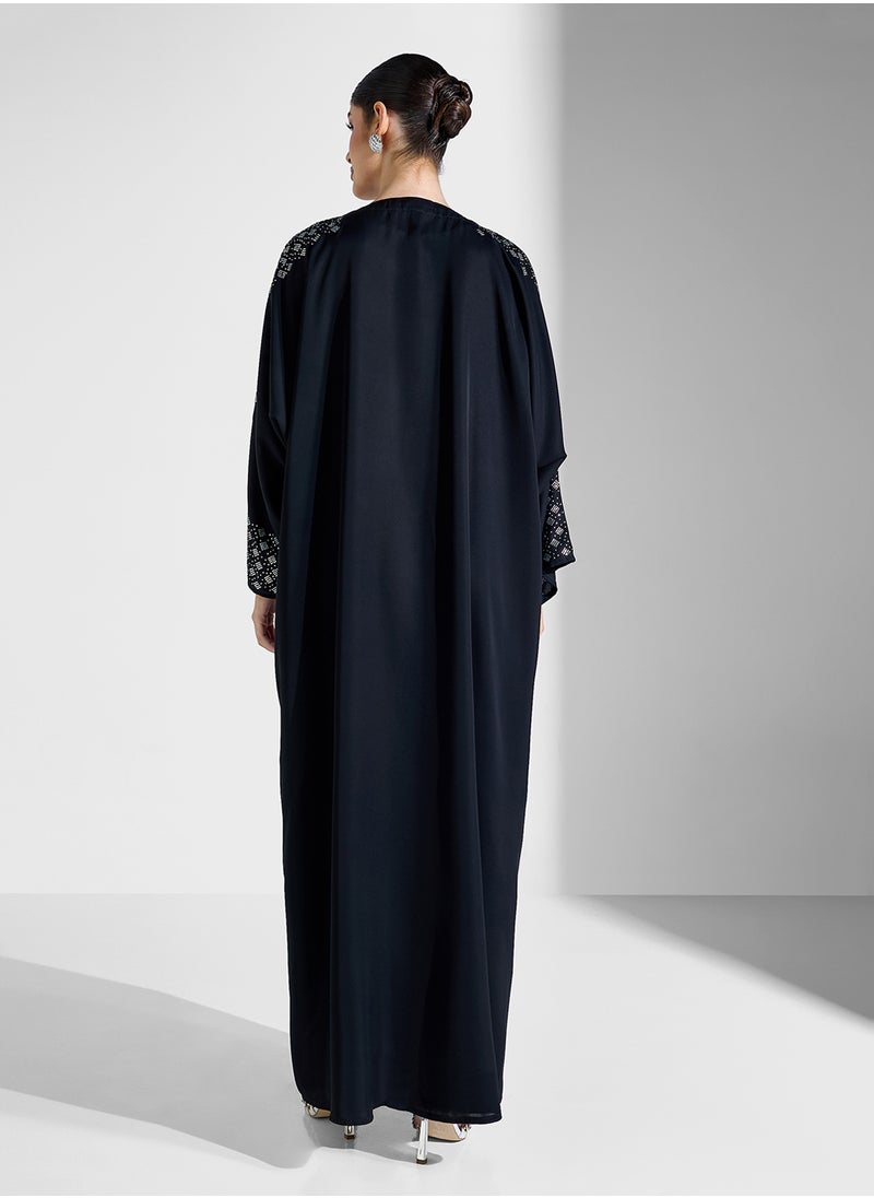 Abaya With Embellished Sleeves & Sheila