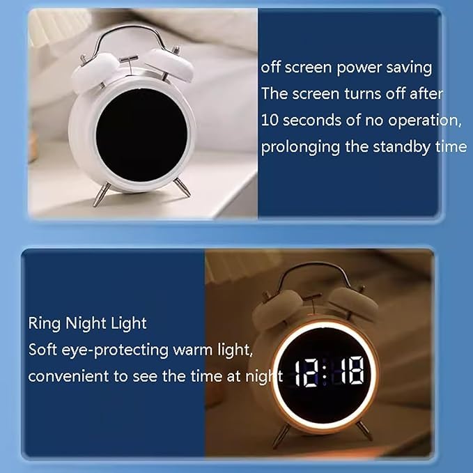 AMPLIN Alarm Clock Alarm Clocks Analog Clock Loud Alarm Clock for Heavy Sleepers with Stereoscopic Dial Backlight Battery Operated for Living Room Bedroom Bedside Desk Gift Clock White - Image 5
