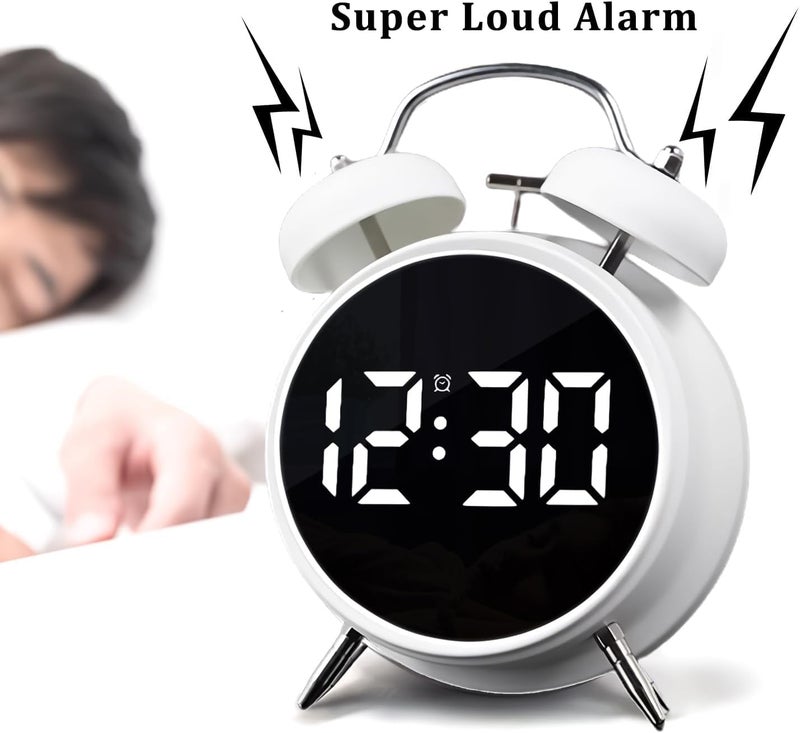 AMPLIN Alarm Clock Alarm Clocks Analog Clock Loud Alarm Clock for Heavy Sleepers with Stereoscopic Dial Backlight Battery Operated for Living Room Bedroom Bedside Desk Gift Clock White - Image 3