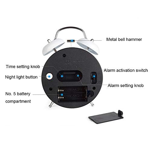 AMPLIN Alarm Clock Alarm Clocks Analog Clock Loud Alarm Clock for Heavy Sleepers with Stereoscopic Dial Backlight Battery Operated for Living Room Bedroom Bedside Desk Gift Clock White - Image 4