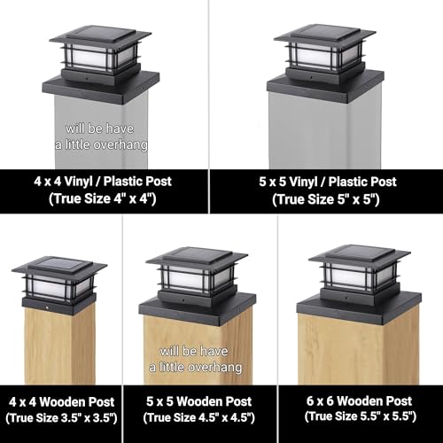 Dynaming 2 Pack Solar Post Cap Lights Outdoor with Flickering Flame Light, Fence Post Solar Lights Fit for 4x4 5x5 6x6 Vinyl/Wooden Posts, High Brightness SMD LED Lighting Decor for Garden Deck Patio - Image 3