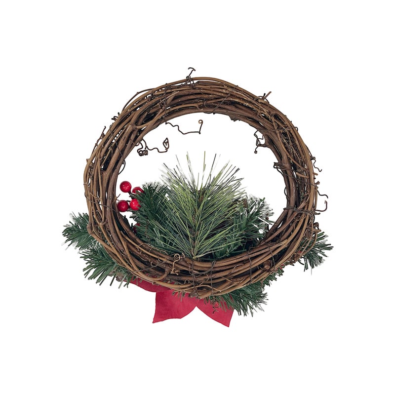 CHRISTMAS MAGIC Rattan Wreath Red 25cm - Image 2