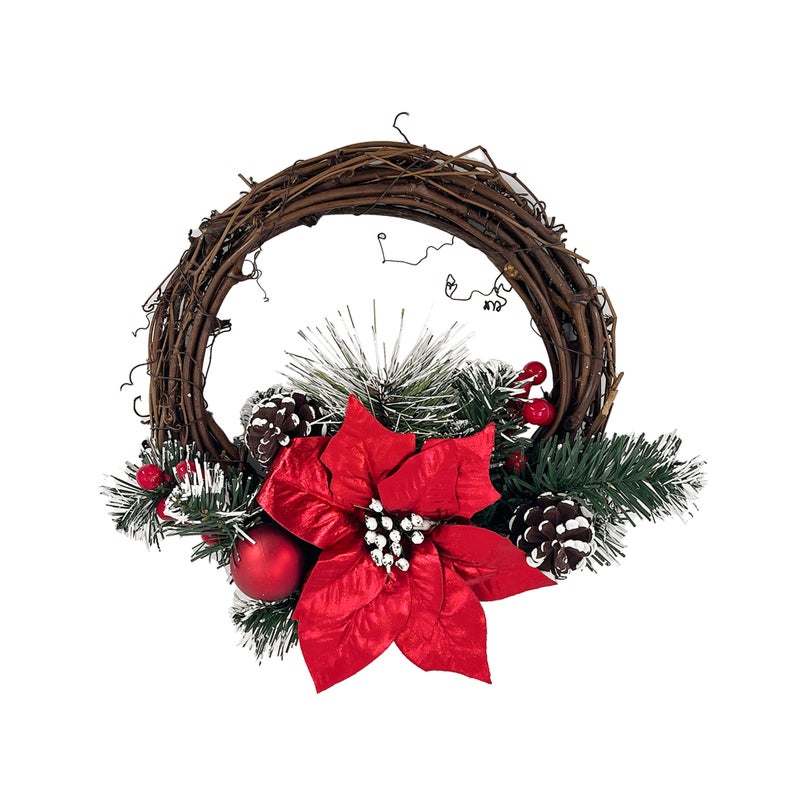 CHRISTMAS MAGIC Rattan Wreath Red 25cm - Image 1