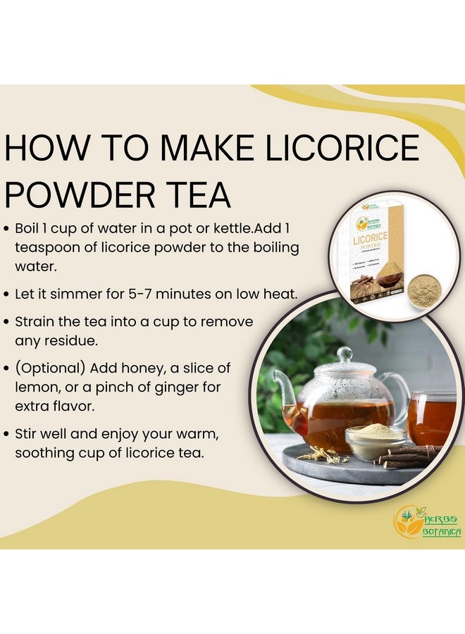 HERBS BOTANICA مسحوق جذر العرقسوس الطبيعي - مسحوق الموليثي (يستيمادو) (غليسيرهيزا غلابرا) للعناية بالبشرة، شاي الأعشاب، دعم الهضم والعافية - 2 أونصة - Image 3