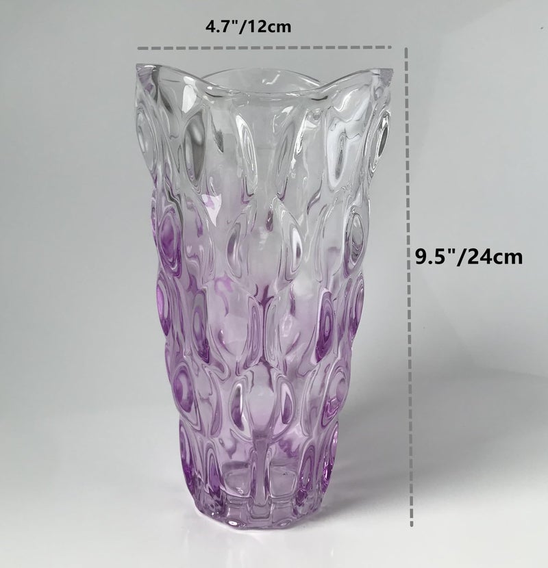 Eastern Rock Unbreakable Flower Glass Vase 3.5lb 9.5inch Sparkle vase Bohemian Style, for Centerpieces,Kitchen,Office, Living Room,Wedding,Perfect Home Decor Glass Vase (Gradient Light Purple) - Image 2