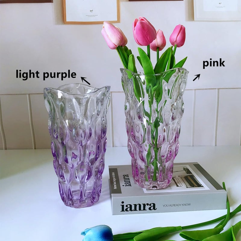 Eastern Rock Unbreakable Flower Glass Vase 3.5lb 9.5inch Sparkle vase Bohemian Style, for Centerpieces,Kitchen,Office, Living Room,Wedding,Perfect Home Decor Glass Vase (Gradient Light Purple) - Image 3
