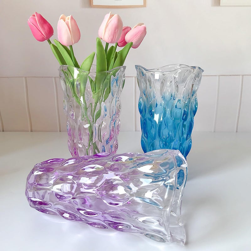 Eastern Rock Unbreakable Flower Glass Vase 3.5lb 9.5inch Sparkle vase Bohemian Style, for Centerpieces,Kitchen,Office, Living Room,Wedding,Perfect Home Decor Glass Vase (Gradient Light Purple) - Image 4