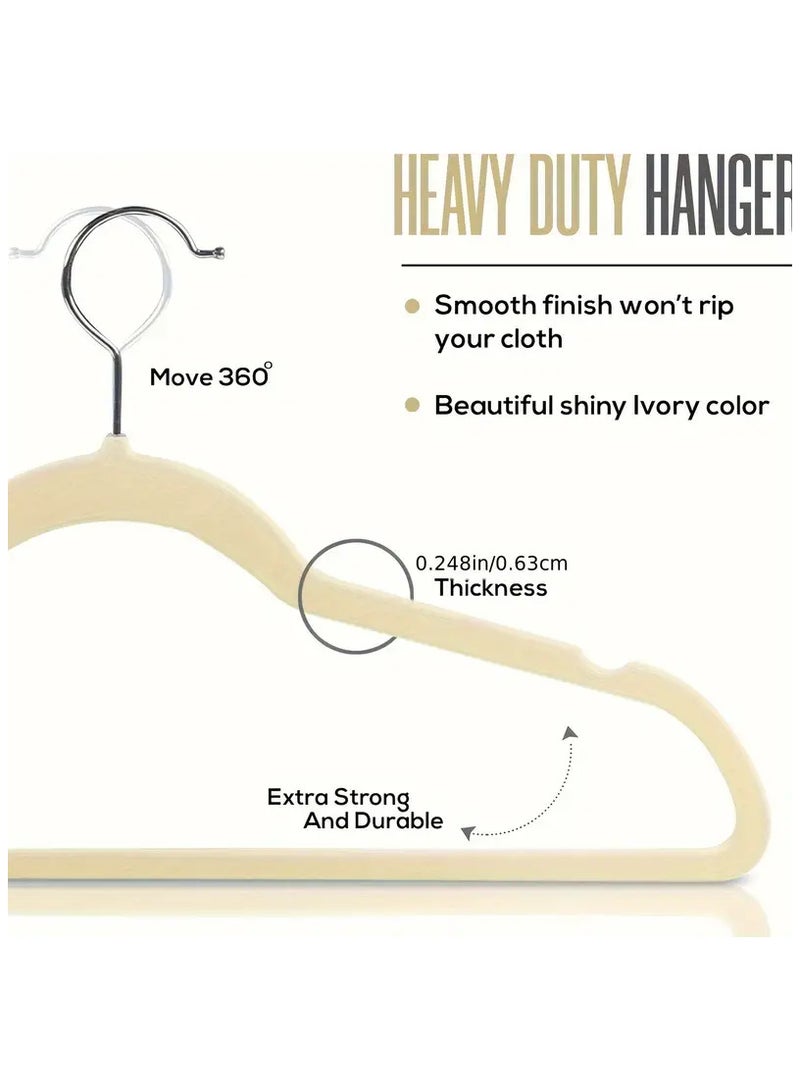 Enjoylifeme 50-Piece Non-Slip Velvet Cloth Hanger Set Beige - Image 4