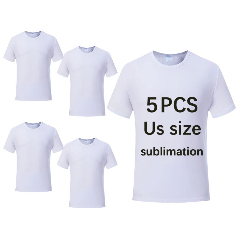 OKBA 5 pcs Sublimation Blank T-Shirts Round Collar Short Sleeves Adult White Polyester t Shirts(Medium) - Image 3