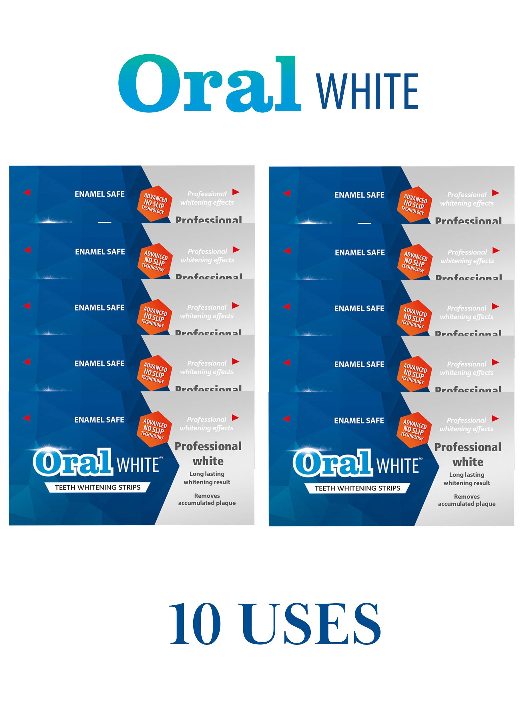 Oral White ORAL WHITE Professional Whitening Strips, 10 Treatment 