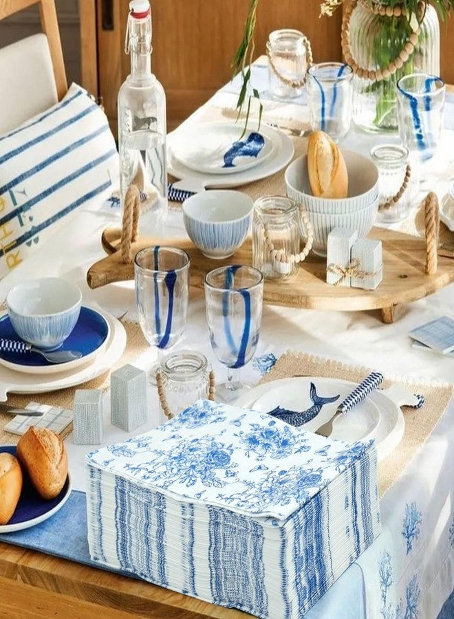 IANFEPH 100PCS Blue Floral Napkins Disposable Hand Towels for Bathroom 3 Ply Blue and White Paper Napkins Decorative Flower Guest Napkins Chinoiserie Napkins for Wedding Bridal Shower Birthday Cocktail Party - Image 5