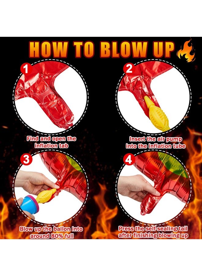 Junkin 18 Pcs Fire Truck Birthday Party Supplies 32 Inch Fire Balloons Aluminum Firefighter Birthday Decorations 24 Inch Flame Fireman Theme Kids' Party Balloons for Campfire Hunting Decor - Image 3