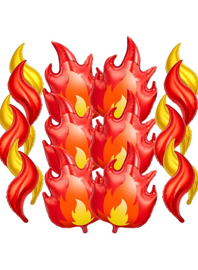 Junkin 18 Pcs Fire Truck Birthday Party Supplies 32 Inch Fire Balloons Aluminum Firefighter Birthday Decorations 24 Inch Flame Fireman Theme Kids' Party Balloons for Campfire Hunting Decor - Image 1