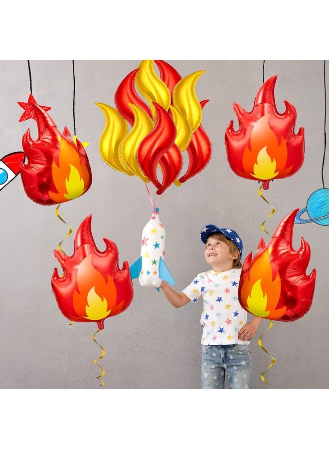 Junkin 18 Pcs Fire Truck Birthday Party Supplies 32 Inch Fire Balloons Aluminum Firefighter Birthday Decorations 24 Inch Flame Fireman Theme Kids' Party Balloons for Campfire Hunting Decor - Image 5