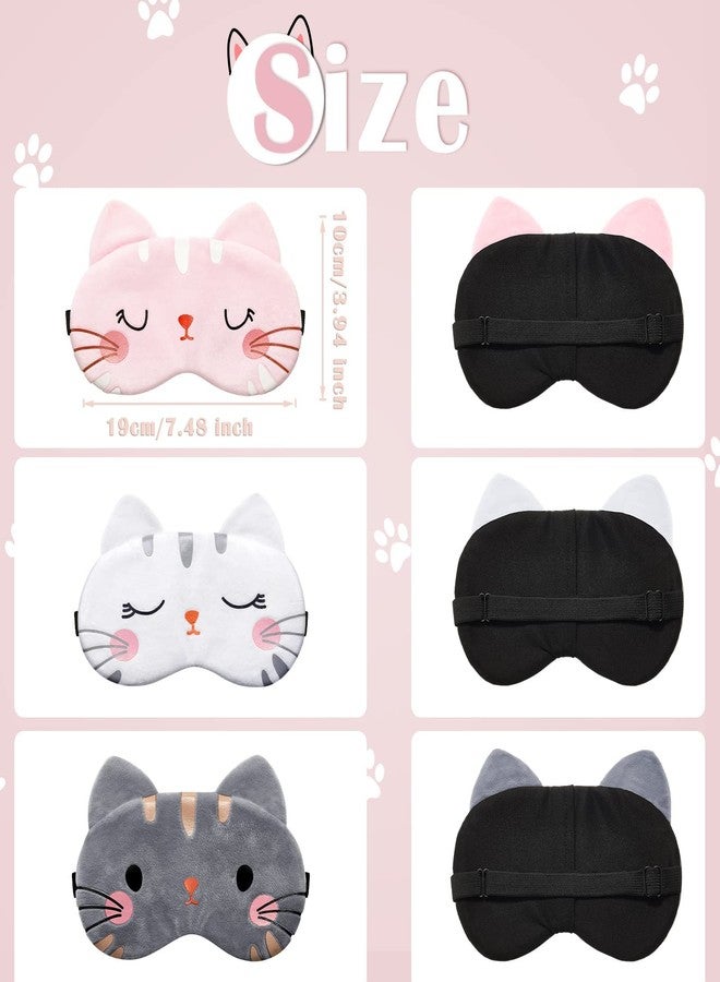 TARINI 2Pcs Cute Sleep Masks, 1 Pink & 1 Grey Animal Style Eye Covers, Soft Comfortable Blindfold for Kids, Girls and Women, Light Blocking Eye Mask for Bedroom, Travel and Nap Use - Image 2