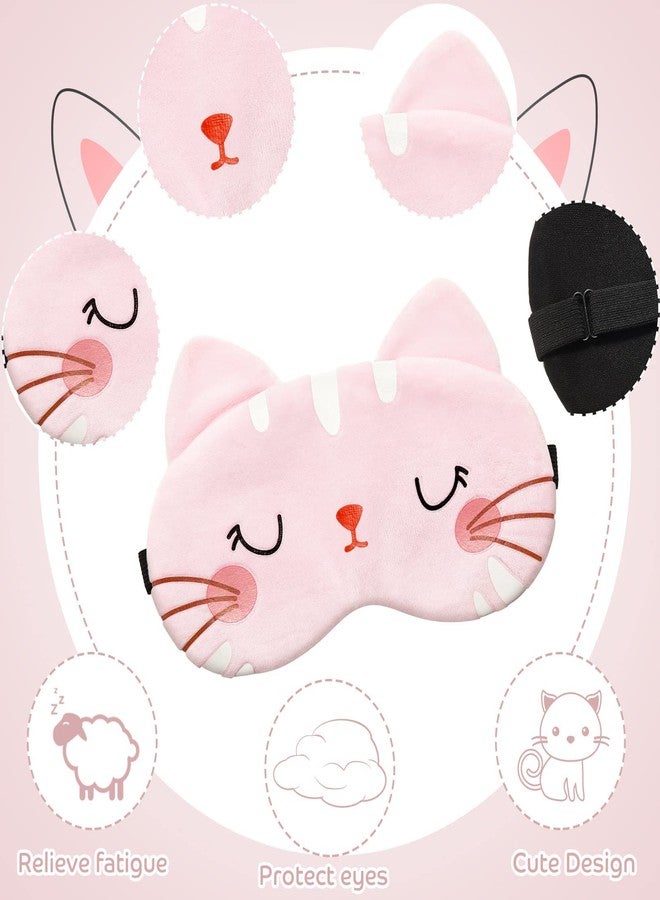 TARINI 2Pcs Cute Sleep Masks, 1 Pink & 1 Grey Animal Style Eye Covers, Soft Comfortable Blindfold for Kids, Girls and Women, Light Blocking Eye Mask for Bedroom, Travel and Nap Use - Image 3