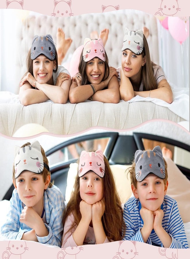 TARINI 2Pcs Cute Sleep Masks, 1 Pink & 1 Grey Animal Style Eye Covers, Soft Comfortable Blindfold for Kids, Girls and Women, Light Blocking Eye Mask for Bedroom, Travel and Nap Use - Image 5