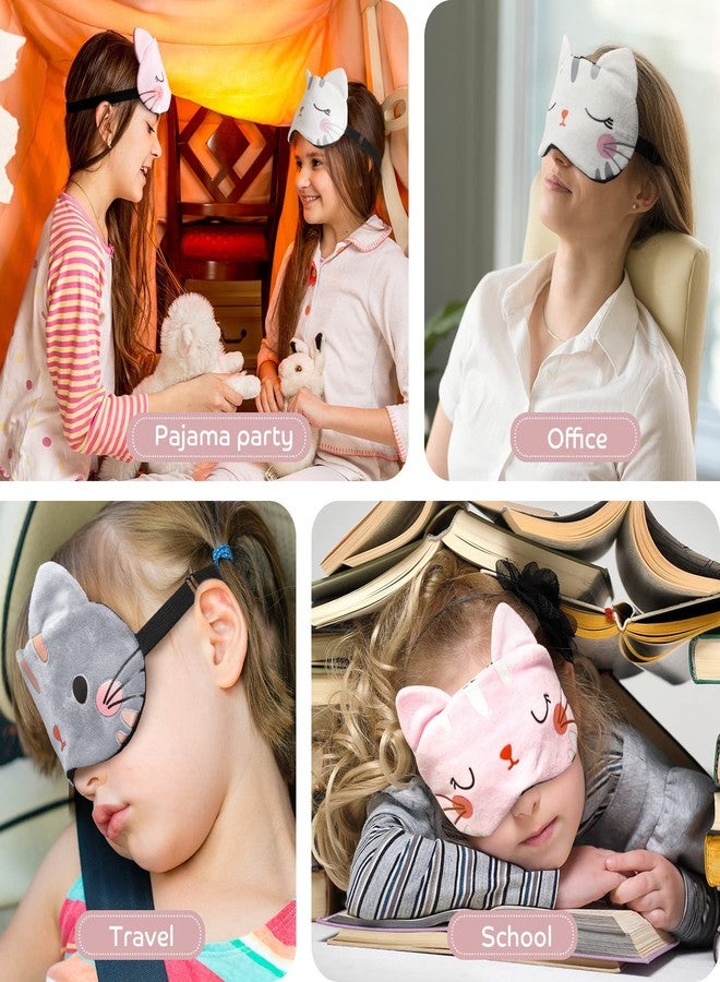 TARINI 2Pcs Cute Sleep Masks, 1 Pink & 1 Grey Animal Style Eye Covers, Soft Comfortable Blindfold for Kids, Girls and Women, Light Blocking Eye Mask for Bedroom, Travel and Nap Use - Image 4
