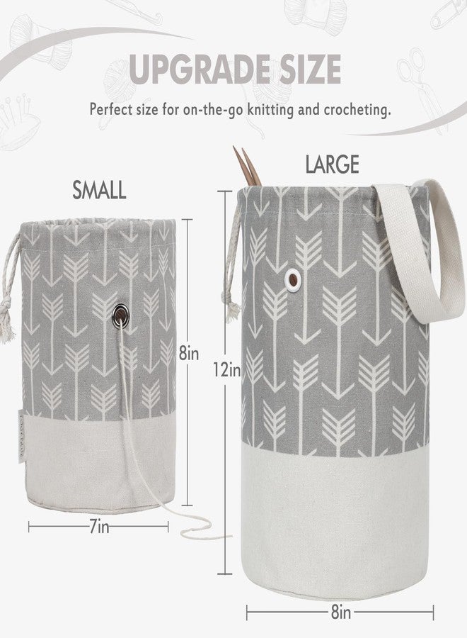 TOGETRUE Yarn Bag, Small Knitting Crochet Bag, Portable Yarn Storage Bags Organizer for Crocheting Project, Store Skein Ball, Short Knitting Needle (Grey) - Image 2