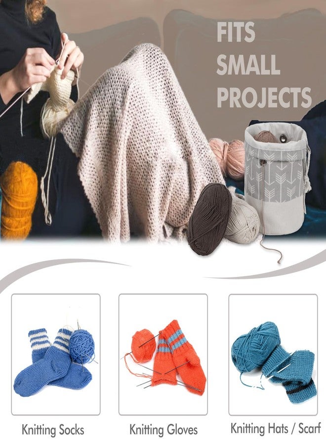 TOGETRUE Yarn Bag, Small Knitting Crochet Bag, Portable Yarn Storage Bags Organizer for Crocheting Project, Store Skein Ball, Short Knitting Needle (Grey) - Image 5