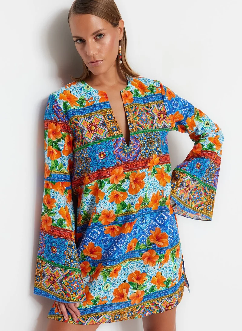 trendyol Floral Print Beach Dress