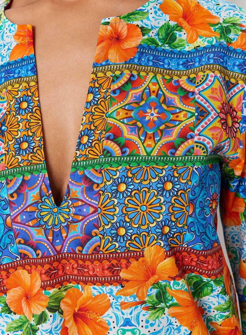 trendyol Floral Print Beach Dress