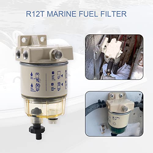 CARMOCAR Marine Fuel Water Separator/Diesel Fuel Filter/Water Separator for R12T MARINE SPIN-ON HOUSING 120AT NPT ZG1/4-19 Includes 2 fittings,2 plugs - Image 5