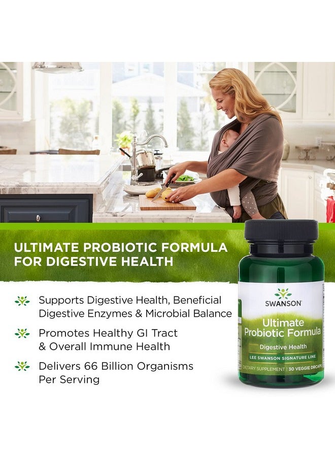 Ultimate Probiotic Formula Digestive Health Immune System Support 66 Billion Cfu Prebiotic Nutraflora Scfos 30 Drcaps Veggie Capsules (Caps)