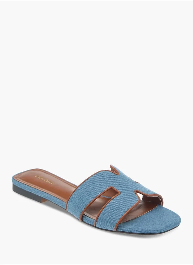 سيليست Womens Textured Slide Sandals With Slip-On Closure