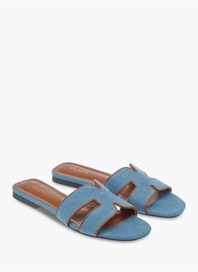 Celeste Womens Textured Slide Sandals With Slip-On Closure