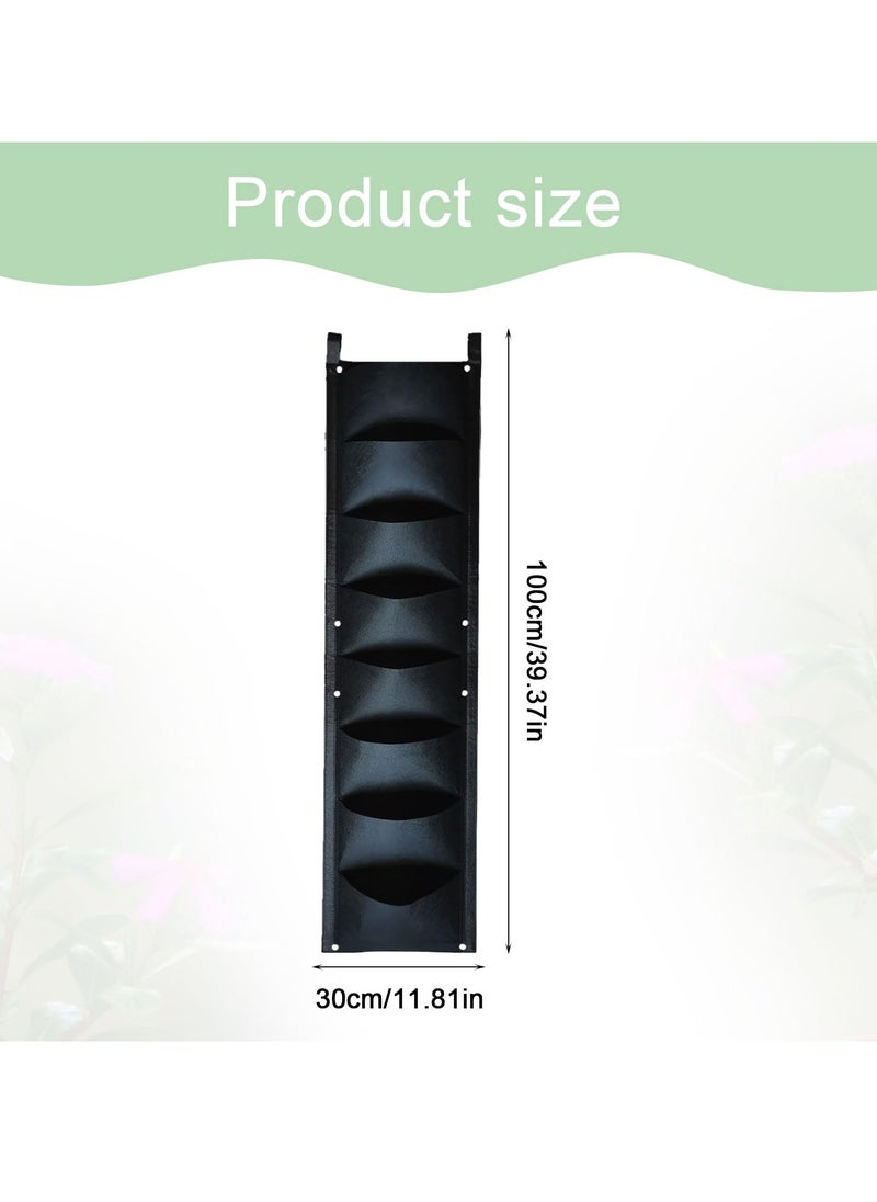 KASTWAVE - 2 Pack Wall Planting Bags 7 Pocket Wall Hanging Vertical Planter Planting Grow Bags Garden Wall Planter for Yard Garden Home Decoration(Black) - Image 1