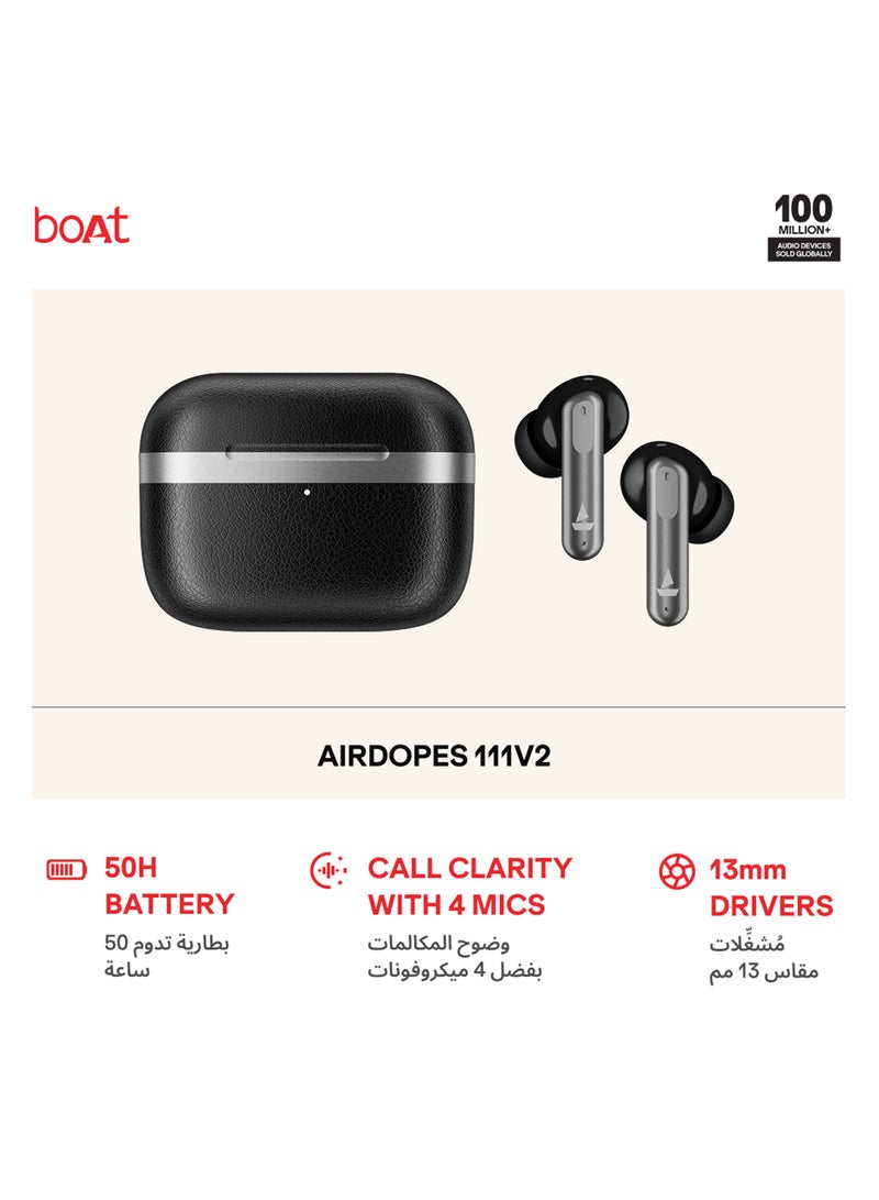 بوات سماعات أيردوبيس 111v2 TWS مع 50 ساعة من التشغيل، 4 ميكروفونات بتقنية ENx™، وضعي EQ مزدوجين، محركات 13 مم، اتصال متعدد النقاط، شحن ASAP™، BTv5.4 وتصنيف IPX4 - - Image 1