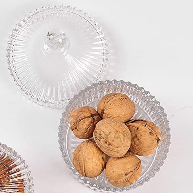 Click Sale Click Sale Candy Dry Fruit Bowl for Dessert Style Crystal Glass Sugar Candy Mukhwas Jar with Lid Modern Designer MultiPurpose Bowl Glass Candy Box 300 ML 1  - Image 5