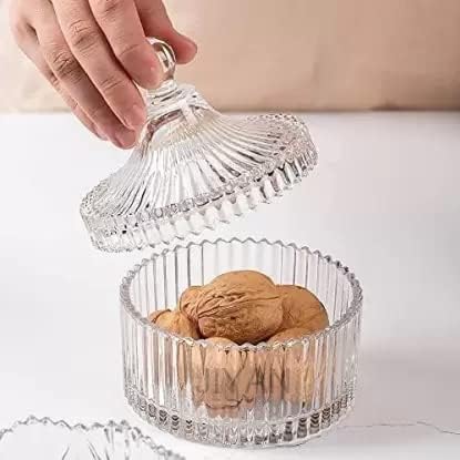 Click Sale Click Sale Candy Dry Fruit Bowl for Dessert Style Crystal Glass Sugar Candy Mukhwas Jar with Lid Modern Designer MultiPurpose Bowl Glass Candy Box 300 ML 1  - Image 4