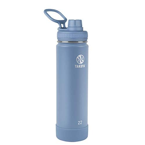 Takeya Actives Water Bottle with Spout Lid - Bottle with Double Stainless Steel Insulation - Dishwasher Safe & BPA-Free - Bottle with Spout Lid & Removable Bumper - 22 oz, Bluestone - Image 1