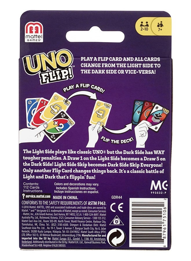 Mattel Games UNO FLIP! Family Classic Card With 112 Portable Cards For Party and  Traveling  for Kids - Image 2